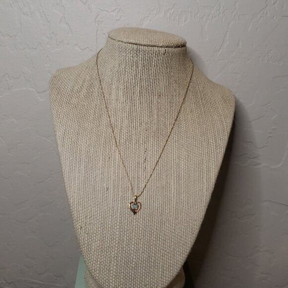 10K Yellow Gold Opal Diamond Pendant Chain is 14K Yellow Gold 16" - Picture 4 of 9